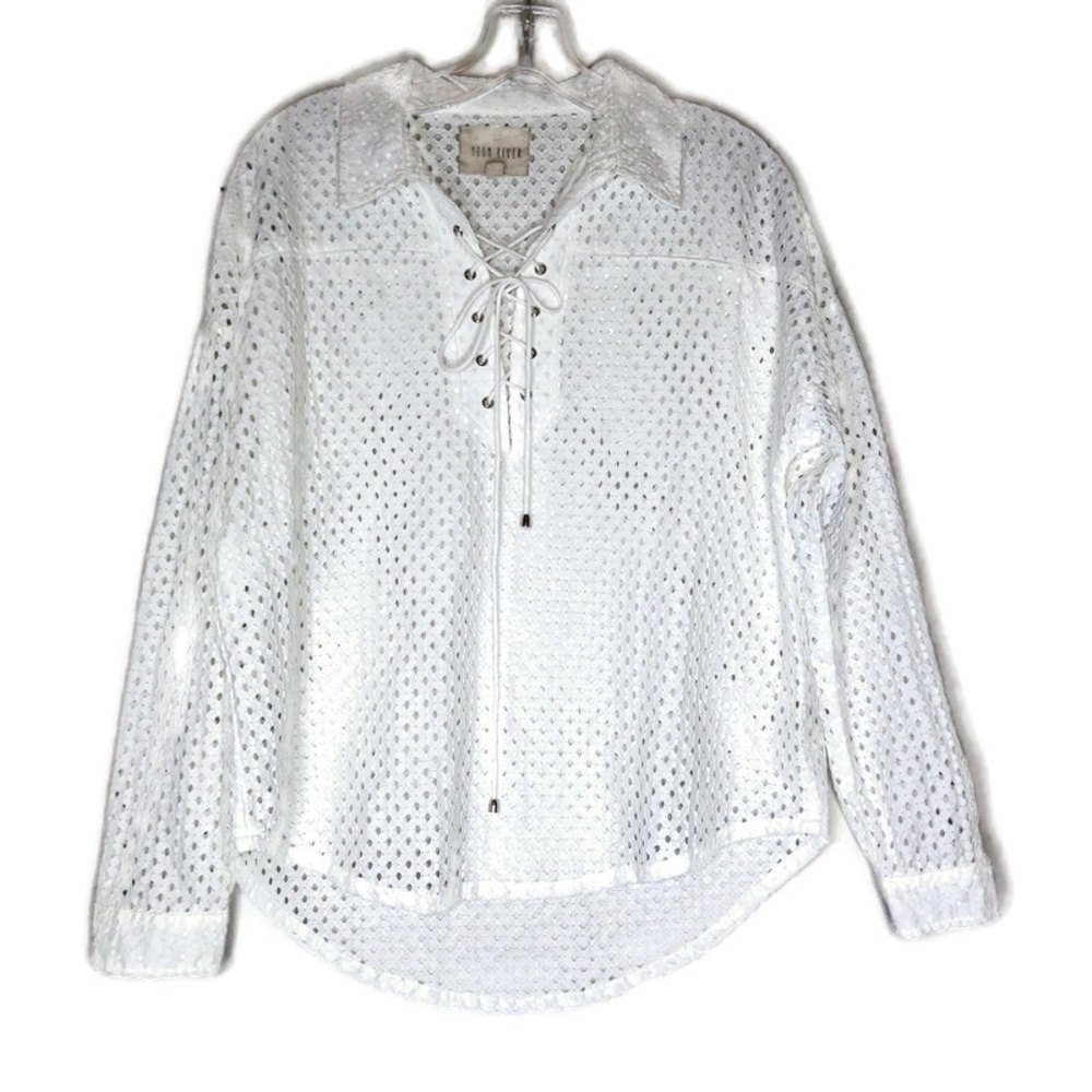 SOLD Moon River Eyelet Lace Up Shirt